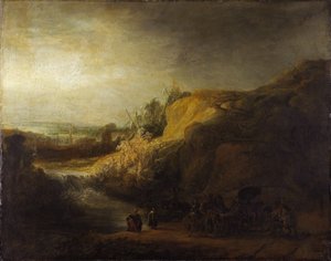 Landschaft mit der Taufe eines Eunuchen von Rembrandt Harmensz. van Rijn