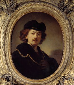 Selbstporträt mit Mütze und Goldkette