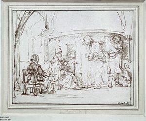 Tobias und der Engel (Zeichnung) von Rembrandt Harmensz. van Rijn