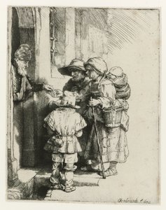 Ein blinder Drehorgelspieler und seine Familie von Rembrandt van Rijn