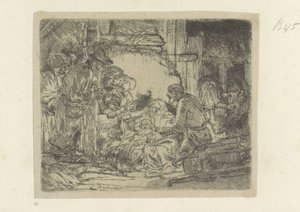 Anbetung der Hirten: mit der Öllampe von Rembrandt van Rijn