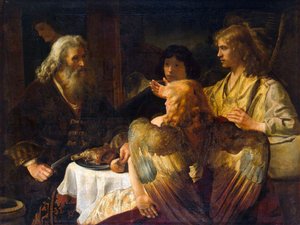 Abraham und die drei Engel, 1630er von Rembrandt van Rijn