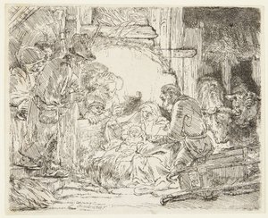 Anbetung der Hirten mit der Lampe von Rembrandt van Rijn