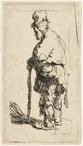 Bettler, der sich auf einen Stock stützt, um 1630 von Rembrandt van Rijn
