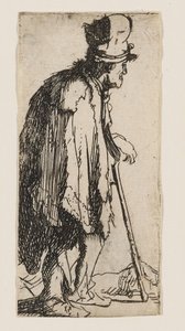 Bettler mit verkrüppelter Hand, auf einen Stock gestützt von Rembrandt van Rijn
