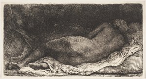 Schwarzes afrikanisches Mädchen, das liegt von Rembrandt van Rijn