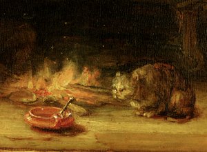 Katze, Detail der Heiligen Familie mit einem Vorhang, 1646