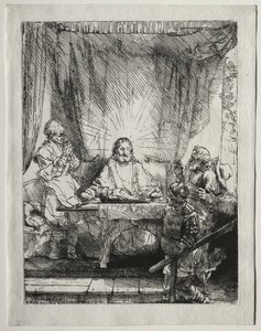 Christus in Emmaus: Die größere Platte von Rembrandt van Rijn