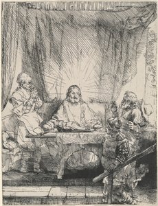 Christus in Emmaus: die größere Platte von Rembrandt van Rijn