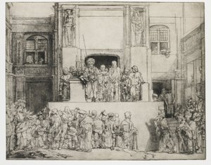 Christus dem Volk präsentiert: querformatige Platte von Rembrandt van Rijn