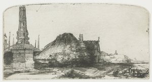 Hütte und Grenzpfosten auf dem Spaarndammerdijk (