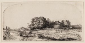 Hütten und eine Heuscheune auf dem Diemerdijk mit einer Schafherde