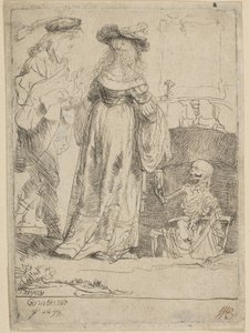 Der Tod erscheint einem verheirateten Paar aus einem offenen Grab, 1639 von Rembrandt van Rijn