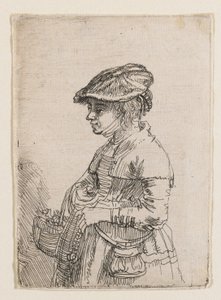 Mädchen mit einem Korb von Rembrandt van Rijn