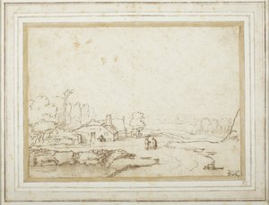 Landschaft mit einem Teil eines Teiches von Rembrandt van Rijn