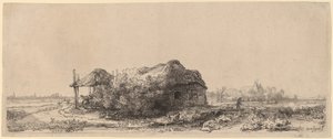 Landschaft mit einem Cottage und Heuscheune: Querformat