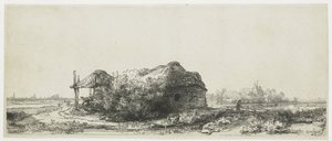 Landschaft mit einem Cottage und einer Heuscheune