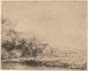 Landschaft mit einer Kuh von Rembrandt van Rijn