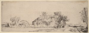 Landschaft mit einer Straße neben einem Kanal von Rembrandt van Rijn