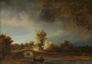 Landschaft mit einer Steinbrücke von Rembrandt van Rijn