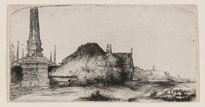 Landschaft mit einem Obelisken von Rembrandt van Rijn