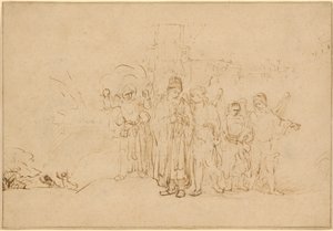 Lot und seine Familie verlassen Sodom von Rembrandt van Rijn
