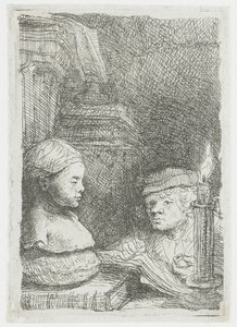 Mann, der von einem Gipsabdruck zeichnet von Rembrandt van Rijn
