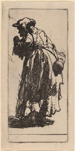 Alte Bettlerin mit einem Kürbis von Rembrandt van Rijn
