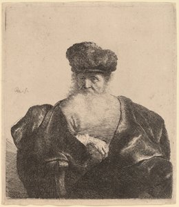 Alter Mann mit Bart, Pelzmütze und Samtumhang von Rembrandt van Rijn
