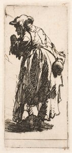 Alte Bettlerin mit Kürbis von Rembrandt van Rijn