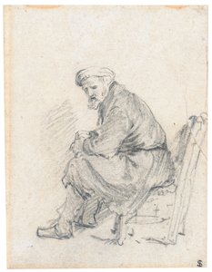 Alter Mann mit Turban, im Profil sitzend, nach links gewandt von Rembrandt van Rijn