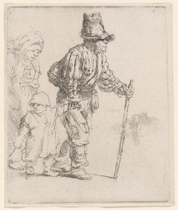 Bauernfamilie auf der Wanderung