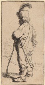 Pole, der auf einem Stock lehnt von Rembrandt van Rijn