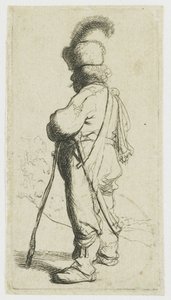 Pole, der sich auf einen Stock stützt von Rembrandt van Rijn