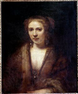 Porträt von Hendrickje Stoffels (1625-1663) mit Samtbarett, Gefährtin des Malers von Rembrandt van Rijn