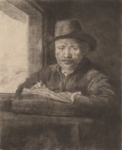 Selbstporträt beim Zeichnen am Fenster, 1648