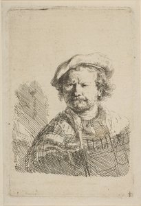Selbstporträt mit flachem Hut und besticktem Kleid, ca. 1642