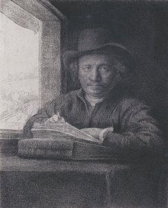Selbstporträt, Radierung am Fenster, 1648 (Radierung und Gravur auf Büttenpapier)