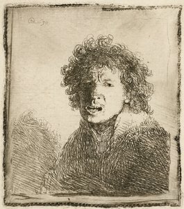 Selbstporträt mit offenem Mund, als ob er schreit: Büste, 1630 von Rembrandt van Rijn