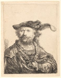 Selbstporträt in einer Samtkappe mit Feder von Rembrandt van Rijn