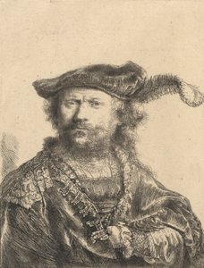 Selbstporträt mit Samtkappe und Feder, 1638 von Rembrandt van Rijn