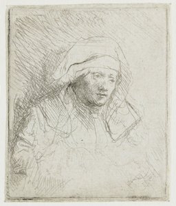 Kranke Frau mit großem weißen Kopfschmuck (Saskia) von Rembrandt van Rijn