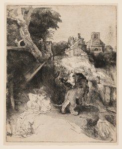 St. Hieronymus liest in einer italienischen Landschaft von Rembrandt van Rijn