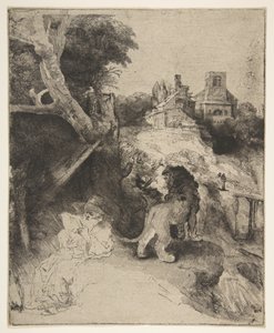 St. Hieronymus liest in einer italienischen Landschaft, ca. 1653 von Rembrandt van Rijn
