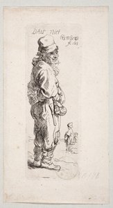 Stehender Bauer nach rechts gewandt "DatS niet" von Rembrandt van Rijn