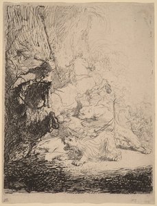 Die kleine Löwenjagd (mit zwei Löwen) von Rembrandt van Rijn