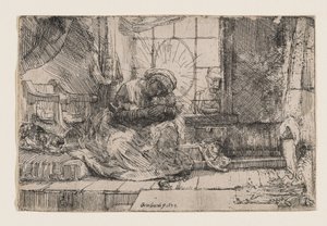 Die Jungfrau und das Kind mit Katze und Schlange von Rembrandt van Rijn