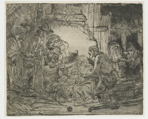 Die Anbetung der Hirten: mit der Lampe von Rembrandt van Rijn