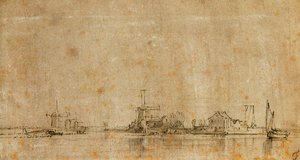 Blick auf die Amstel am Omval, links der Ringvaart des Diermermeer von Rembrandt van Rijn