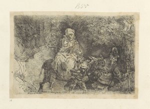 Flucht nach Ägypten: das Überqueren eines Baches von Rembrandt van Rijn